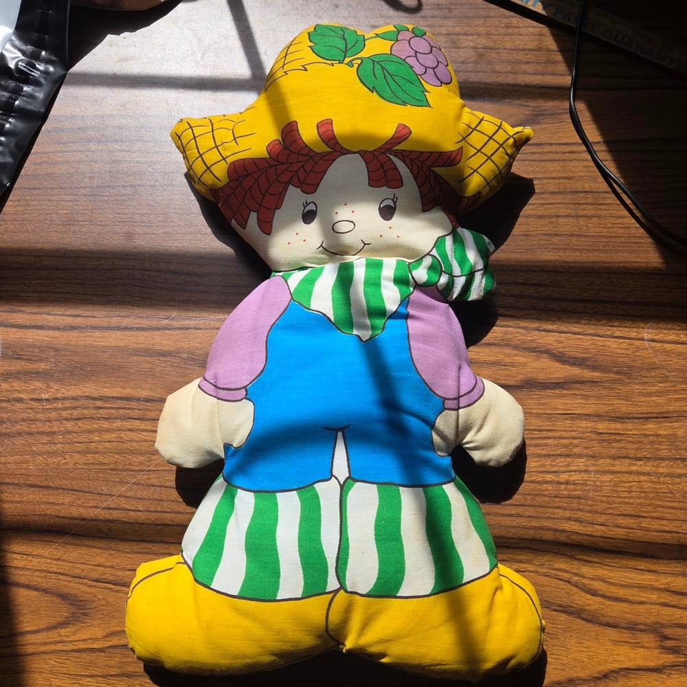 Vintage Strawberry Shortcake Huckleberry Pie Fabric Pillow Doll Plush 18 Inch